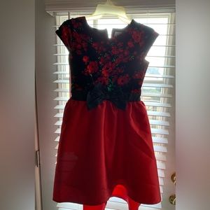 Good condition Girl’s floral velour dress and cardigan size 14
